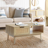 Zahra rattan coffee table with storage - LuxenHome