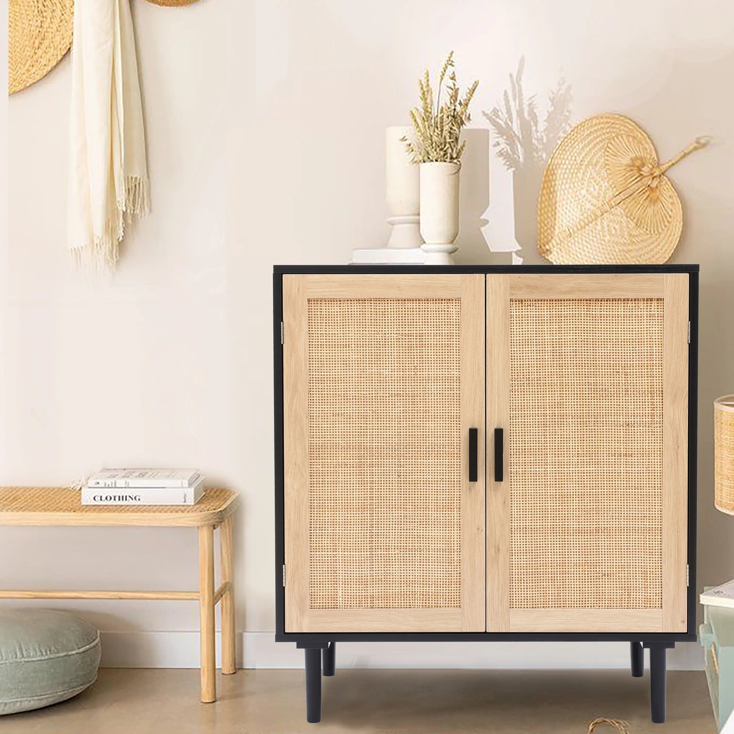 Modern-Azhar-black -two-door-rattan-storage-cabinet-goes-with-all-decor