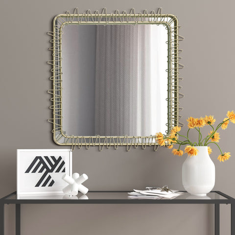 Gold Metal Frame 30.2-In Square Accent Wall Mirror