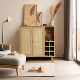 Zahra 2-door rattan wine cabinet - LuxenHome
