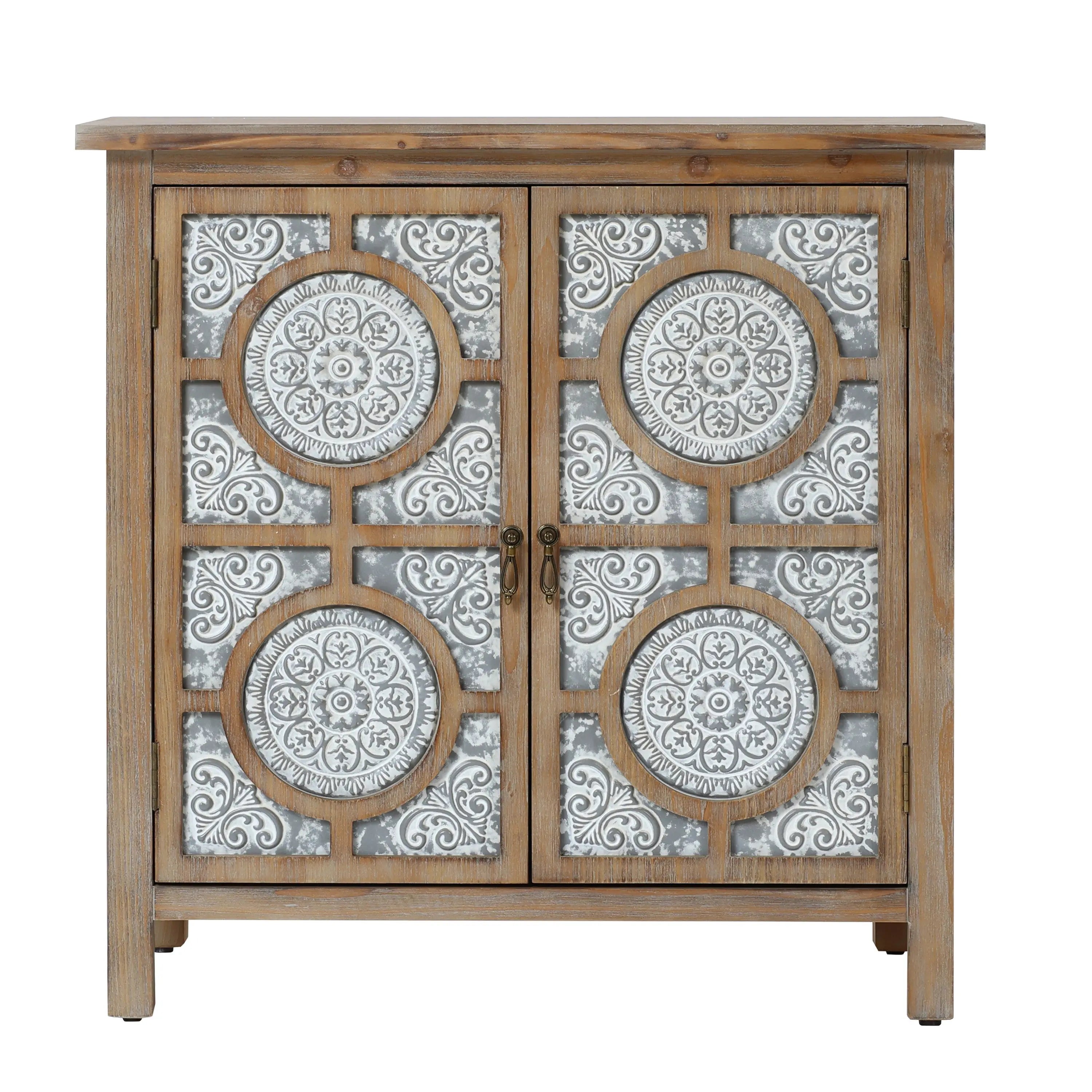 Elegant-Floral-carving-wood-two-door-cabinet-with-distressed-finish