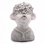 Gray MgO Kissing Flower Child Bust Planter - LuxenHome