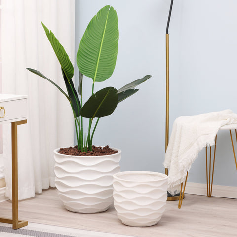 White waves planters, set of 2