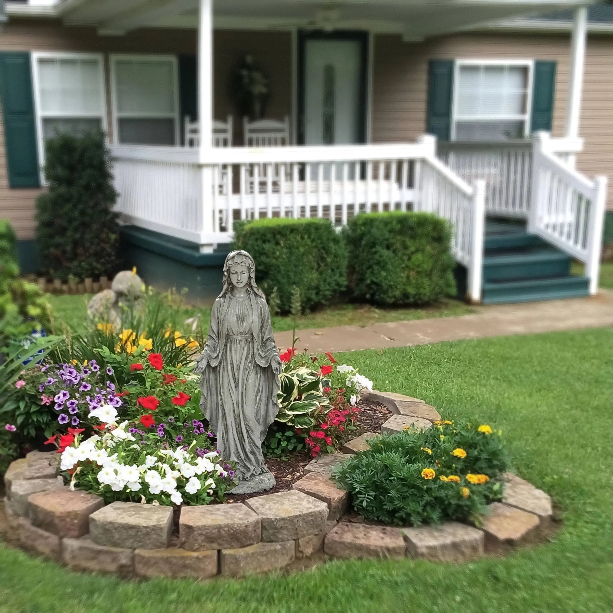 Grace series garden statue, Virgin Mary, gray - LuxenHome
