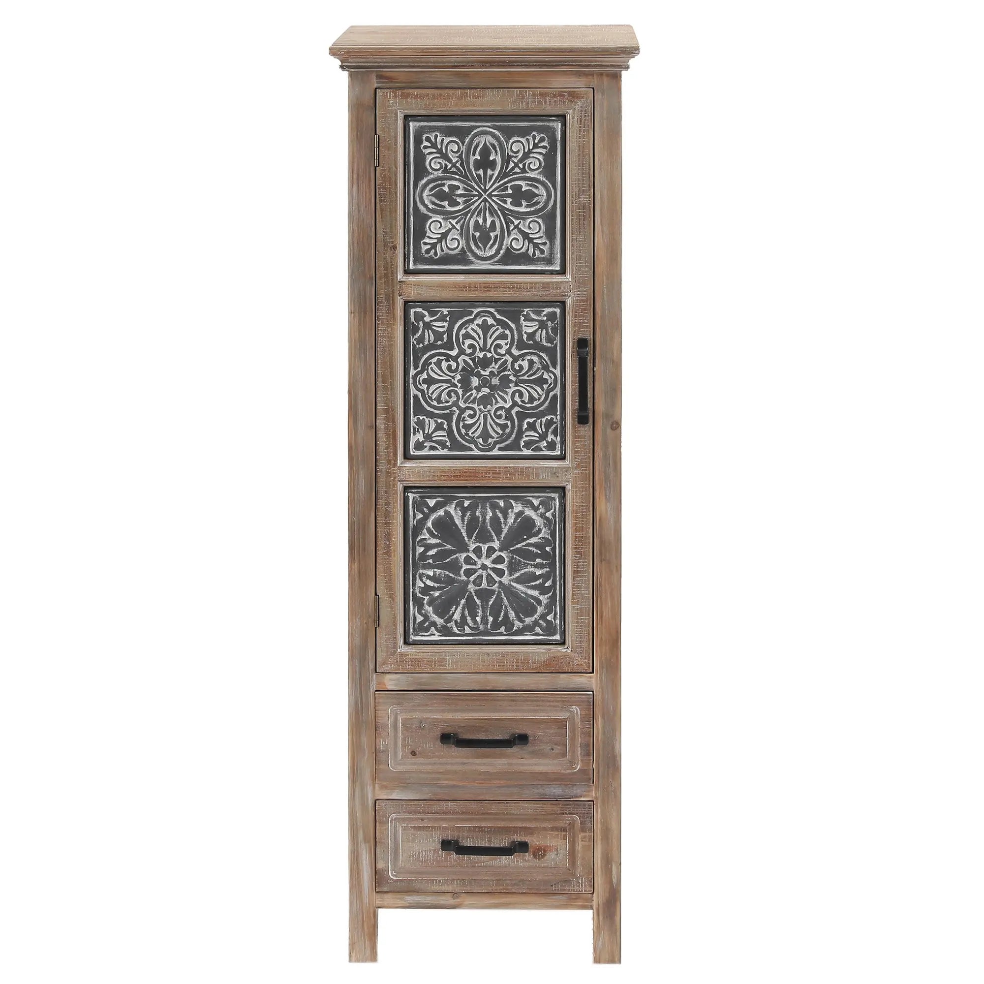 Abilene storage linen cabinet, tower, black, weathered - LuxenHome