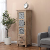 Abilene storage linen cabinet, tower, black, weathered - LuxenHome