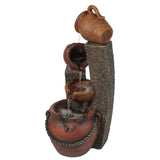 Rustic Resin Pots and Posts Outdoor Water Fountain - LuxenHome