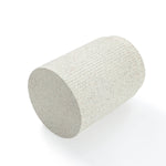Image of a cylindrical pumice stone with a textured surface, reminiscent of cement material, shown on a white background.