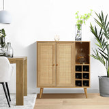 Zahra 2-door rattan wine cabinet - LuxenHome
