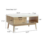 Zahra rattan coffee table with storage - LuxenHome