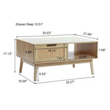 Zahra rattan coffee table with storage - LuxenHome