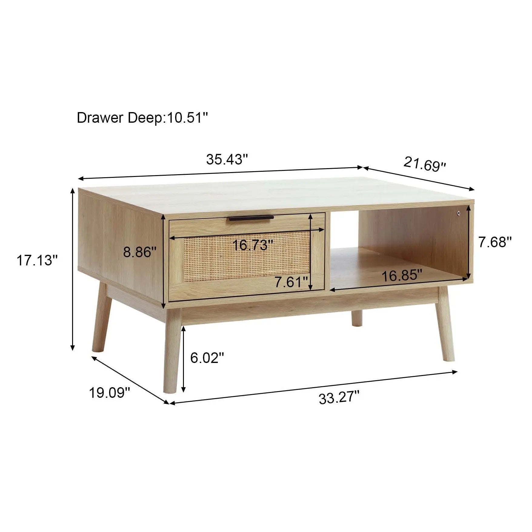 Zahra rattan coffee table with storage - LuxenHome