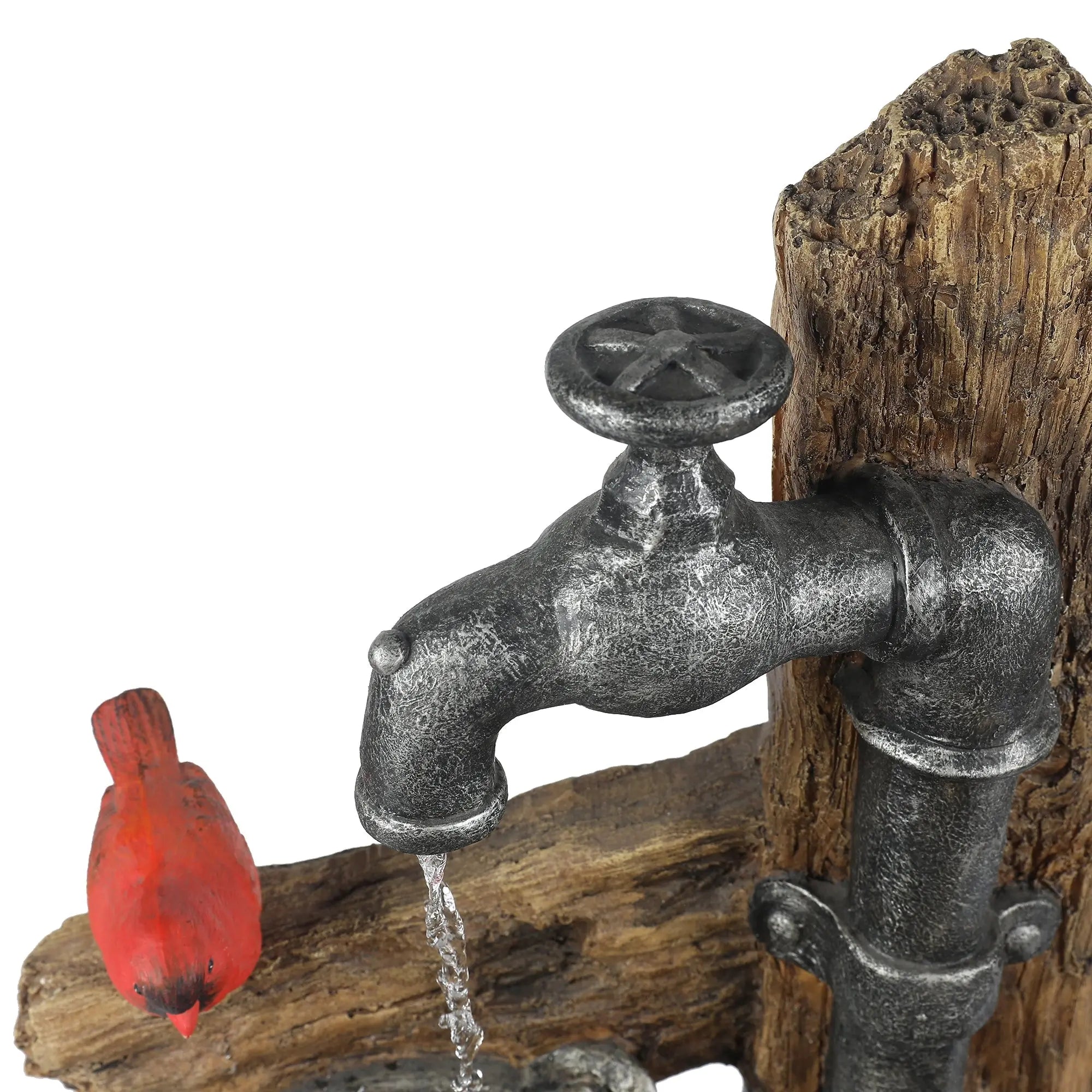 Resin Puppies and Water Pump Outdoor Patio Water Fountain with LED Light - LuxenHome