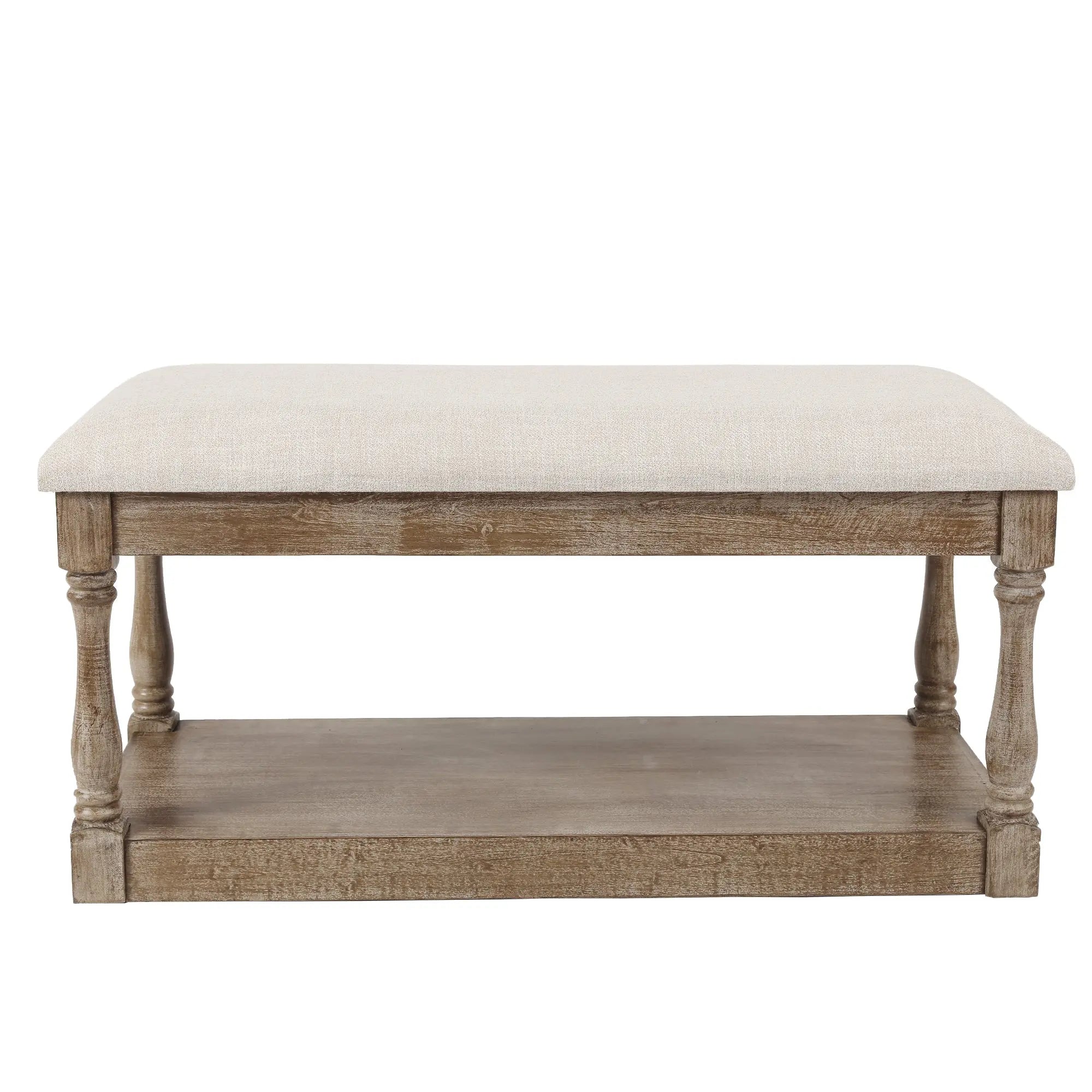 Upholstered Beige Linen Entryway and Bedroom Bench - LuxenHome