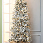 7ft-pre-lit-artificial-flocked-slim-fir-christmas-tree-with-led-lights