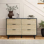 azhar-black-6-drawer-rattan-dresser