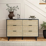 azhar-black-6-drawer-rattan-dresser