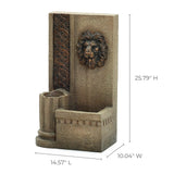 Sandstone Regal Lion Head Floor Water Fountain with Lights - LuxenHome