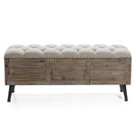 47.2-Inch Wide Upholstered Wood Storage Bench - LuxenHome