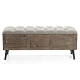 47.2-Inch Wide Upholstered Wood Storage Bench - LuxenHome