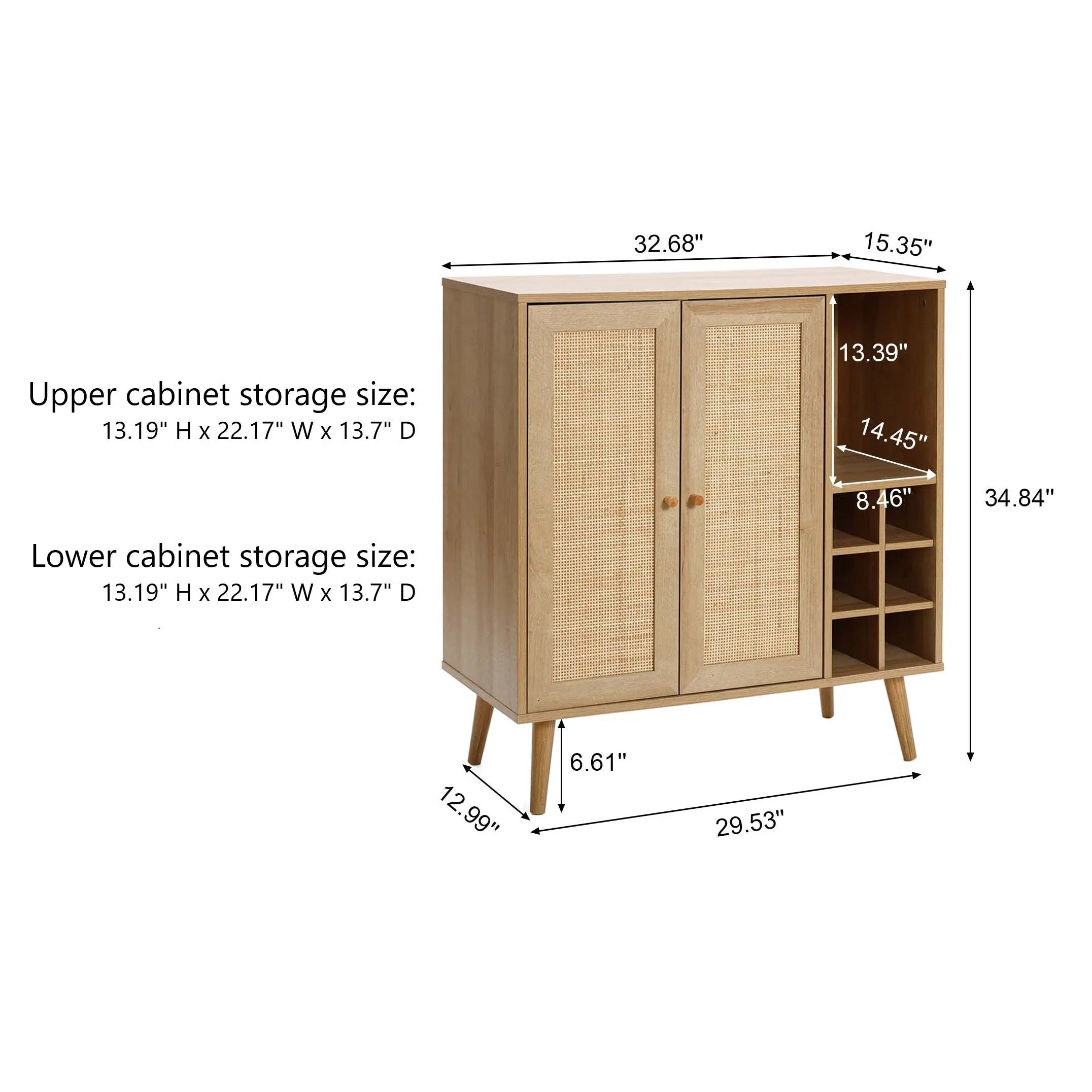 Zahra 2-door rattan wine cabinet - LuxenHome