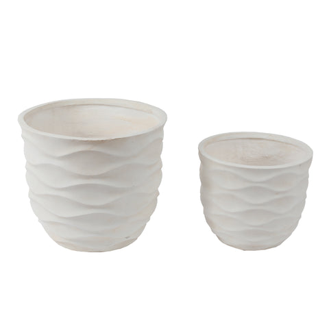 White waves planters, set of 2