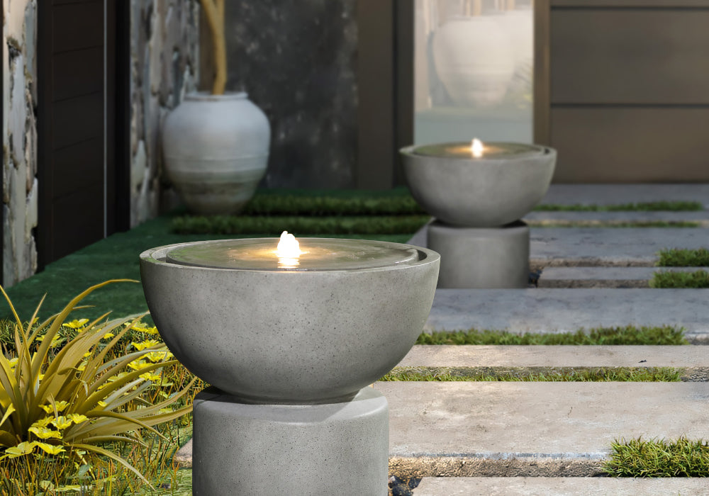 grey cement outdoor fountains to transform your outdoor space