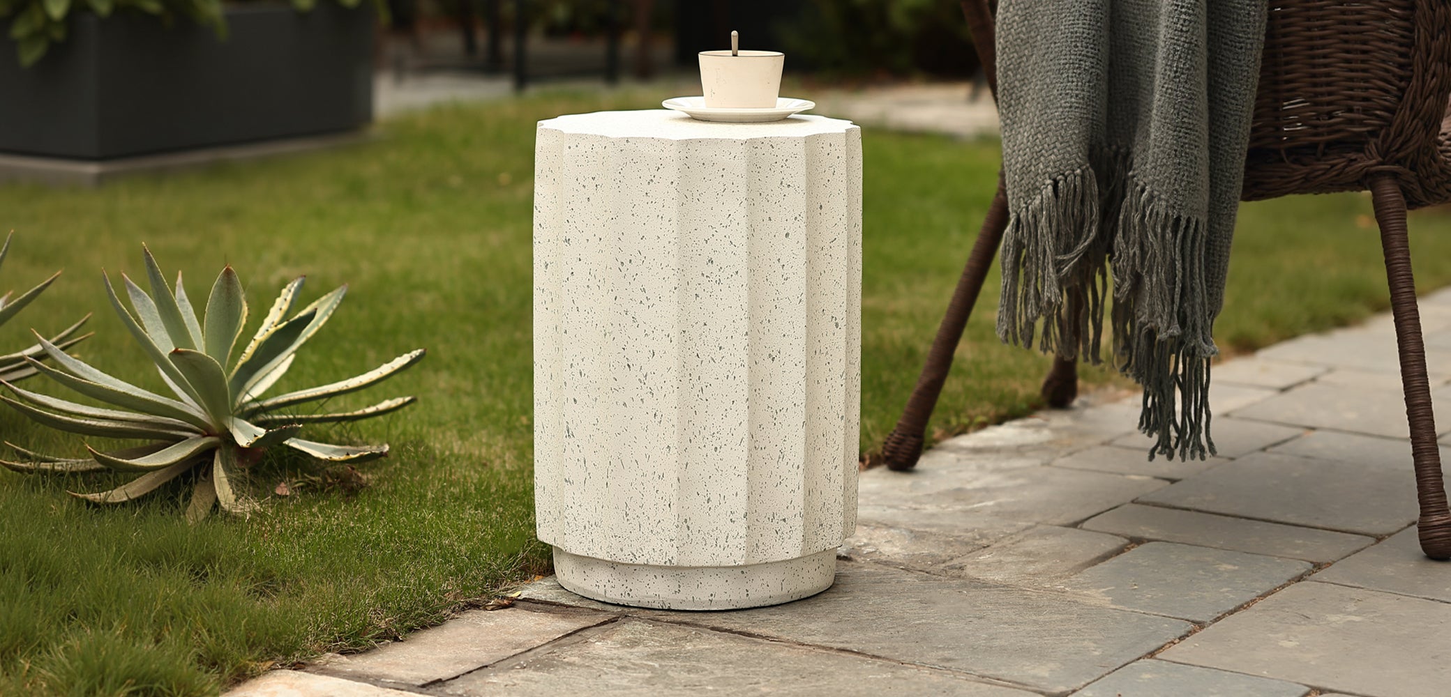 Outdoor Sides Table – Weather-Resistant Patio Accent Table – LuxenHome