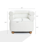 Tia ivory barrel accent chair with wood ball legs