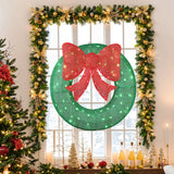 Lighted green wreath with red bow, 3 ft