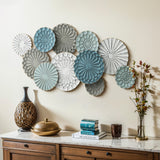 Multi-Color Metal Floral Layered Plates Wall Art