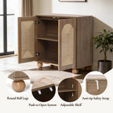 Boho Oak Accent Cabinet with Wood Ball Legs