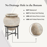 Distressed Large Planters for Indoor Plants with Stand, 17.5" Dia
