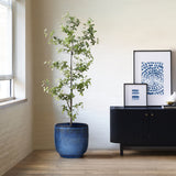 Vintage Ocean Blue Round Ceramic Planter,11.2''