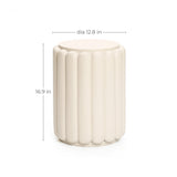 Ivory white pillar round cement outdoor side table