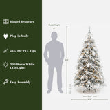 Pre-Lit Flocked Artificial Christmas Tree with Stand，6.5ft