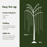 Pre-Lit Branches White Willow Tree Christmas,6Ft