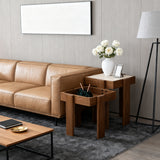 Mid century Modern 2-Tier Wood Side Table Storage Stand