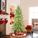 Pre-Lit Green Slender Cedar Christmas Tree with Stand,6ft