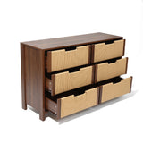 Modern Wood Storage Horizontal Dresser with 6-Drawer,Walnut