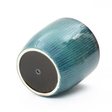 Forest Fade Ribbed Ceramic Planters Pots Glossy Green Gradient, 12"