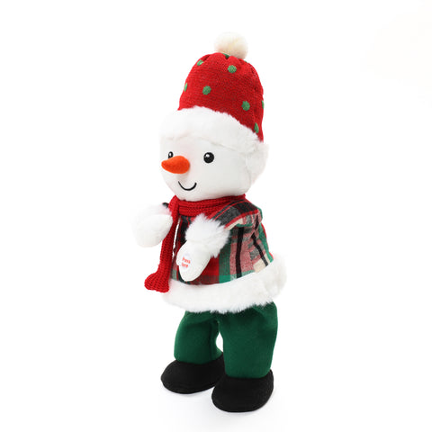 Snowman animated singing battery-powered plush toy, 16" tall