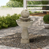 Resin Outdoor Garden Birdbath Fountain with LED Lights, 37'' H