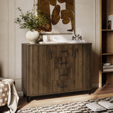 Leo Dark Walnut Finish Wood Sideboard Cabinet, 47"W