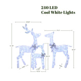 Christmas Deer Family Holiday Decor with Lighted, Set of 3