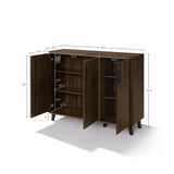 Leo Mid-Century Modern Dark Walnut Finish Wood Sideboard Cabinet, 45"W