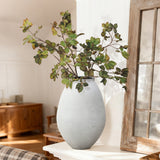 Oval Antique White Vase, 12.8'' H