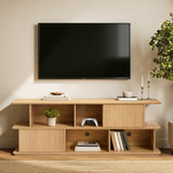 Oak TV Stands for Living Room, Multi-Functional Entertainment Center with Storage, 71''