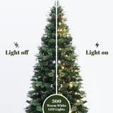 Pre-Lit Green Artificial Pine Christmas Tree with Base, 6.5ft