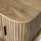 Aria oak finish nightstand with slatted sliding door